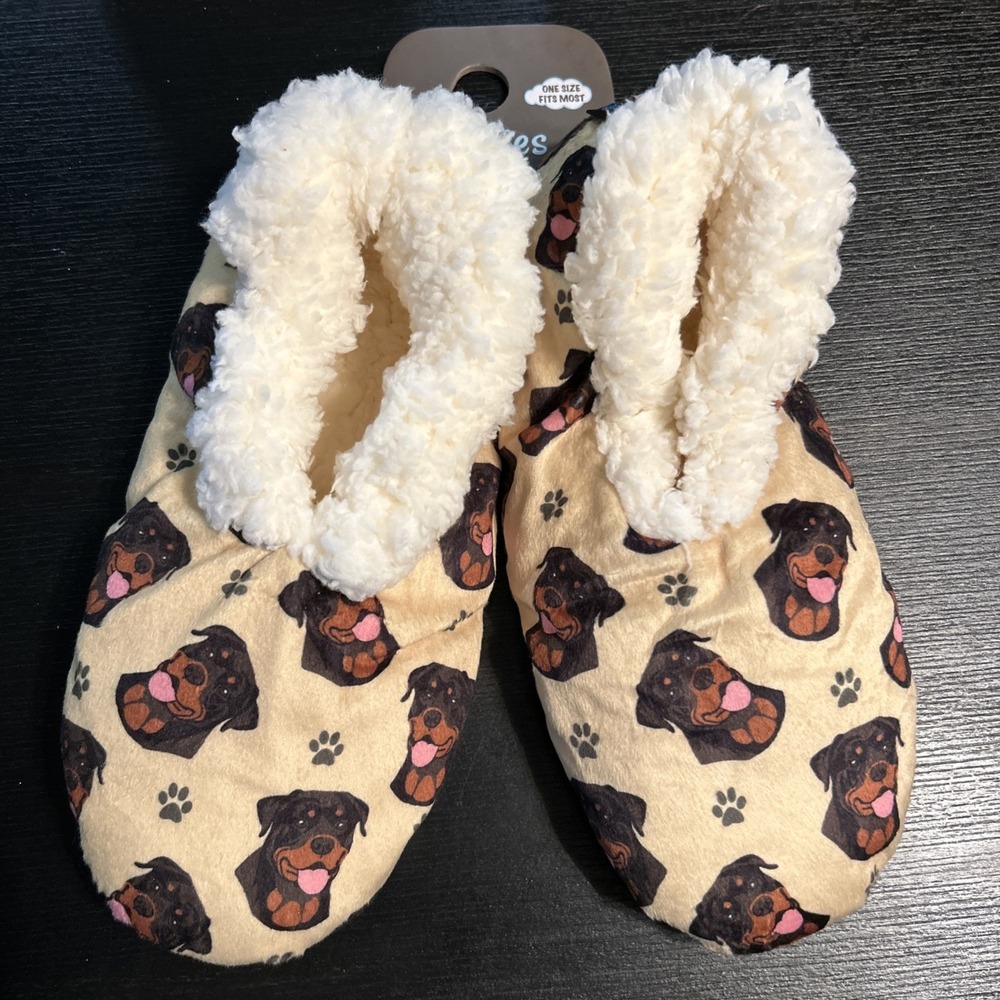 Comfies‎ Slippers Non Slip Comfies Dog Design One Size Rottweiler Yellow 1252